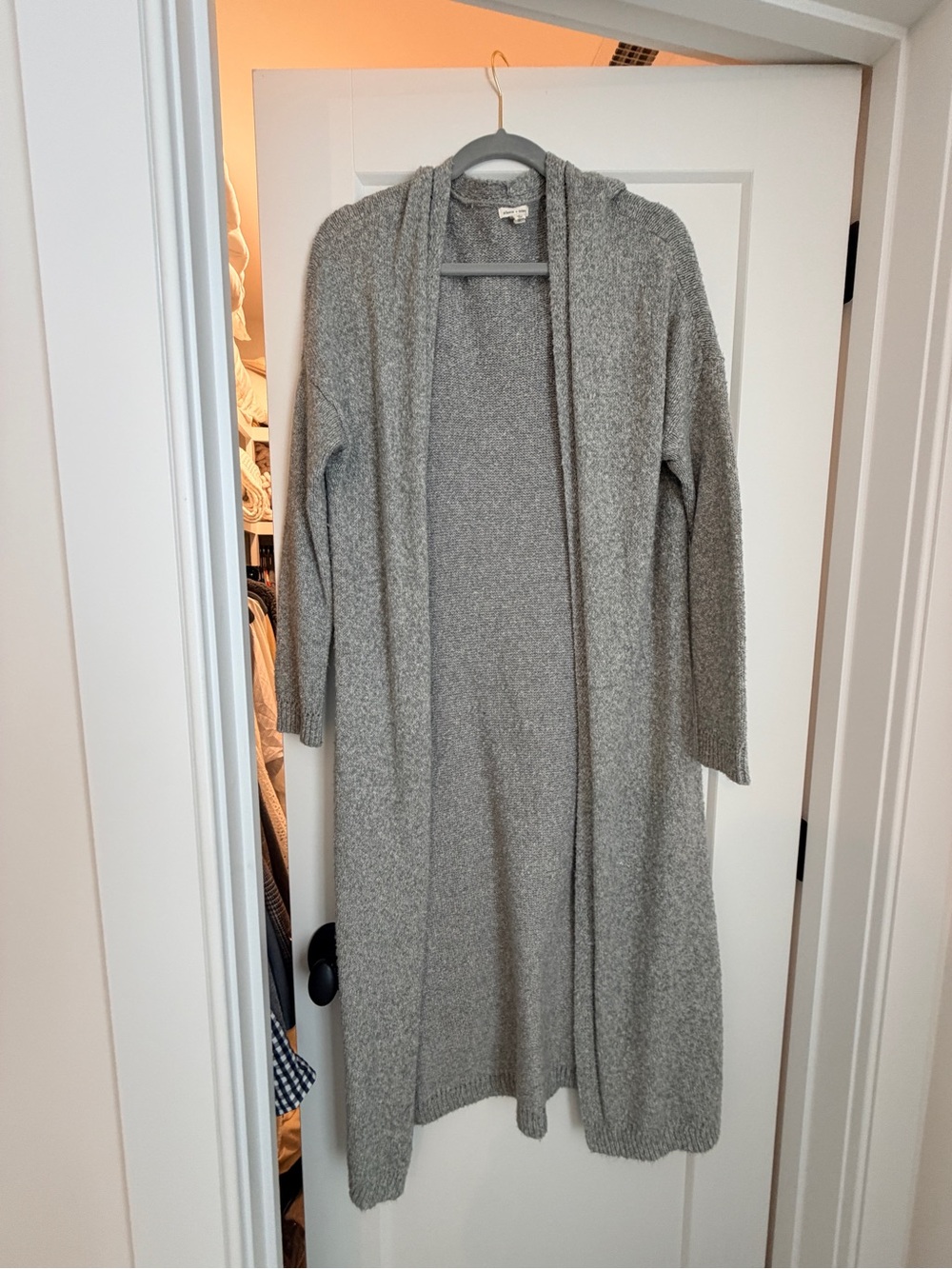 silence + noise Open-Front Long Cardigan in Heather Gray